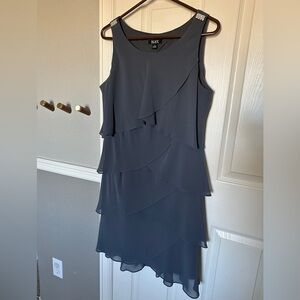 SLNY Women's Layered Midi Dress - Dark Gray